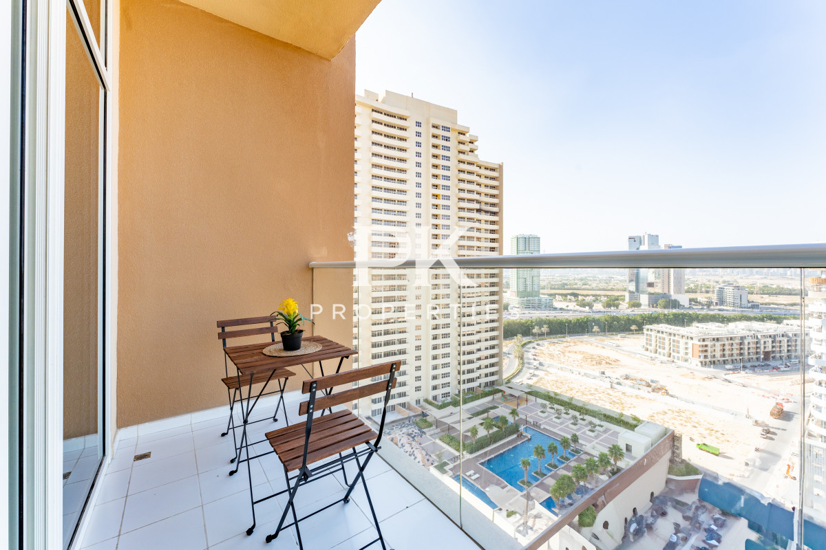 FULLY FURNISHED | VACANT | COMMUNITY VIEW - Ghalia Tower, District 18, Jumeirah Village Circle, Dubai